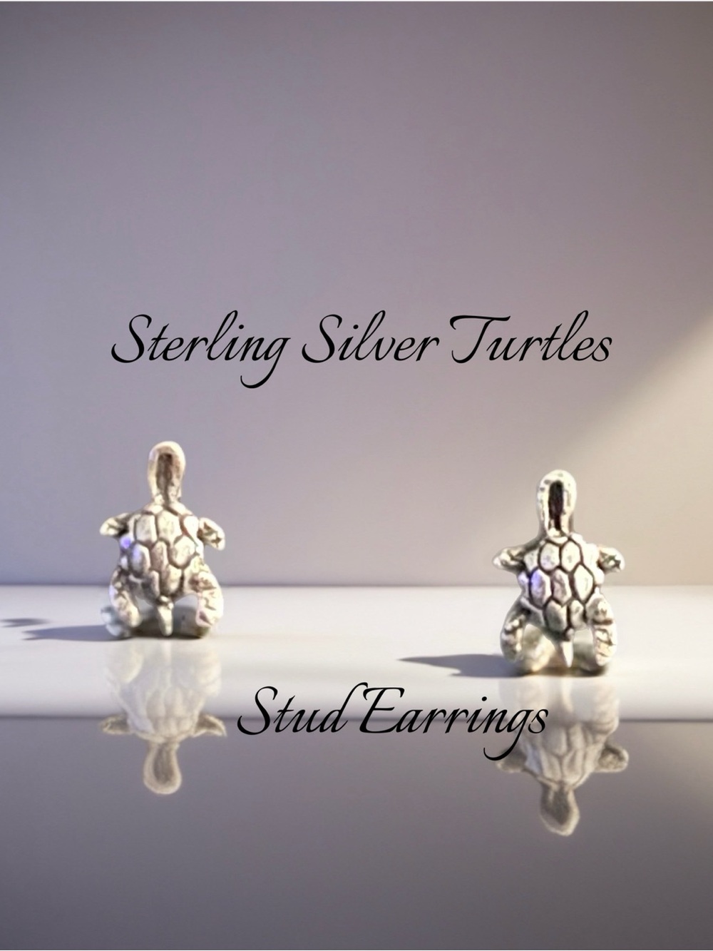 Sterling Silver Turtle Stud Earrings